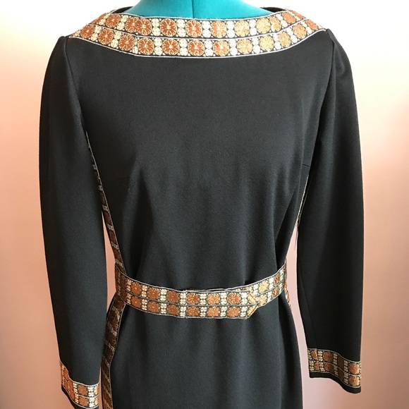 Vintage stunning belted black column dress - Picture 3 of 8